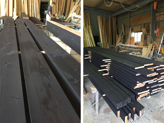 イタリアンレストラン　La Zuccaのウッドデッキ張替板の塗装